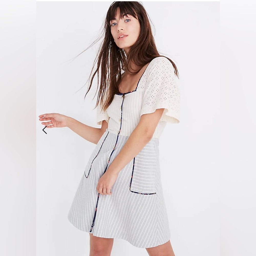 Madewell x The New Denim Project® Patchwork Square-Neck Dress size 8